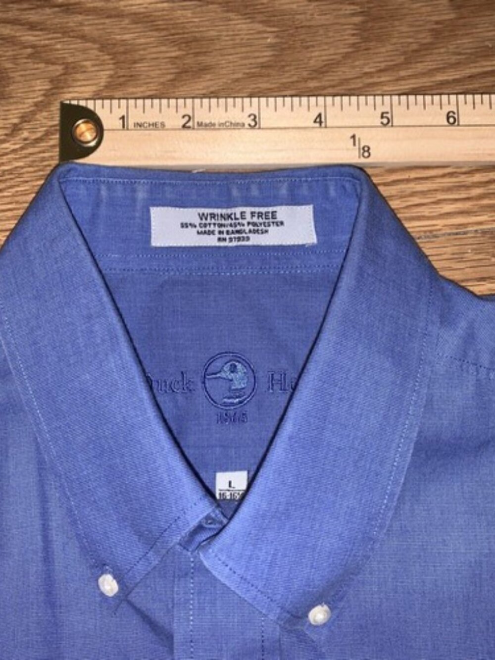Duck Head 1865 Men's L Large L/S Button Up Dress Shirt Blue 16-16.5 34/35 - Picture 7 of 10